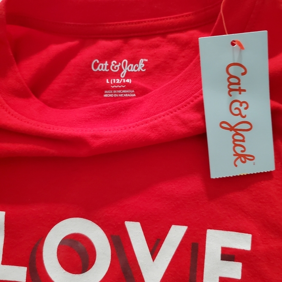 Cat and Jack Boys Red love your self long sleeve t-shirt size large - Picture 3 of 5